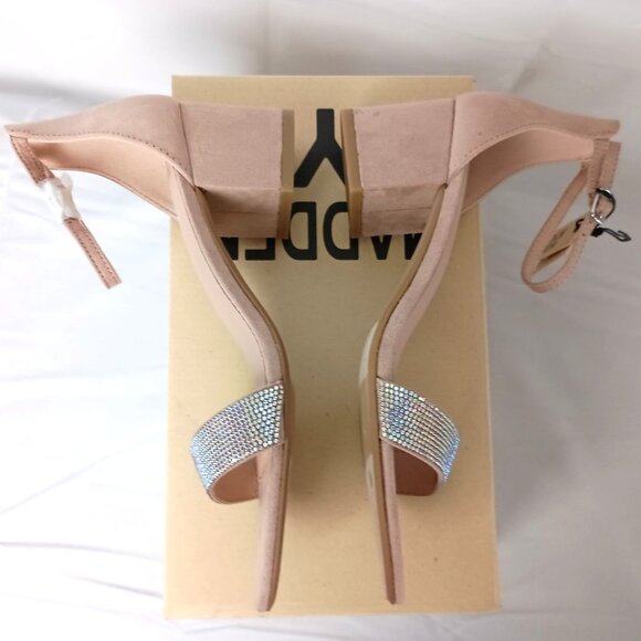 Madden NYC Block Heel Sandals Sz 10 NIB Rhinestone Strap Dressy Party Shoes - Picture 6 of 9